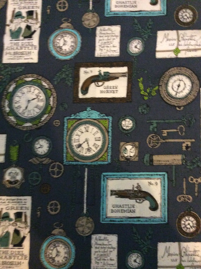 Ghastlie Duel Potion Blue Grey Alexander Henry Cotton Quilting Fabric 1/2 YARD Ghastlie Duel Potion Blue Grey Alexander Henry Cotton Quilting Fabric 1/2 YARD