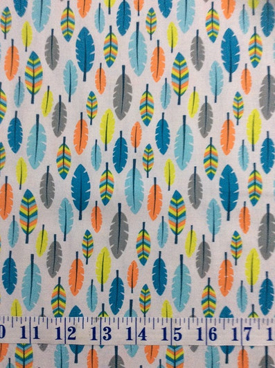 Boho Baby Feathers Blue Cotton Quilting Fabric 1/2 YARD Boho Baby Feathers Blue Cotton Quilting Fabric 1/2 YARD