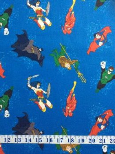 Superheroes Justice League Hero Action Blue Cotton Quilting Fabric 1/2 YARD Superheroes Justice League Hero Action Blue Cotton Quilting Fabric 1/2 YARD