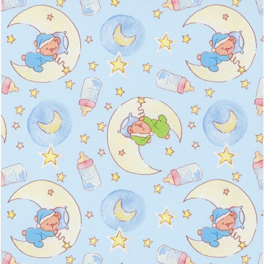 Bedtime Teddy Bear Sleepy Bear Moon and Stars FLANNEL