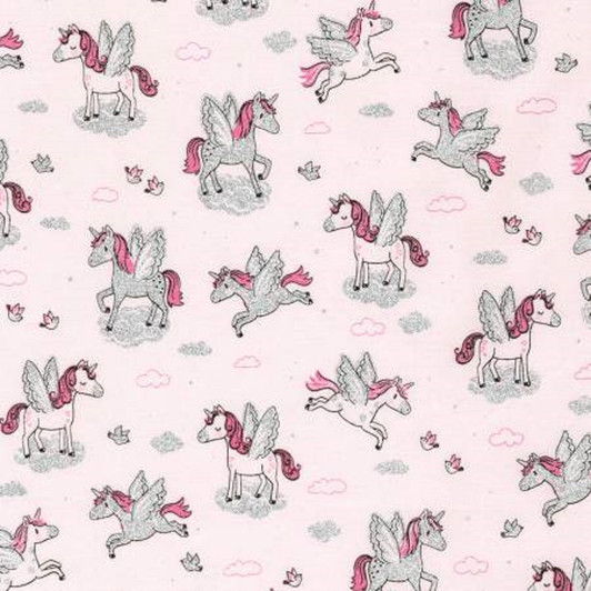 Unicorns Blush Silver Metallic Highlights Princess Sparkle Cotton Quilting Fabric 1/2 YARD Unicorns Blush Silver Metallic Highlights Princess Sparkle Cotton Quilting Fabric 1/2 YARD