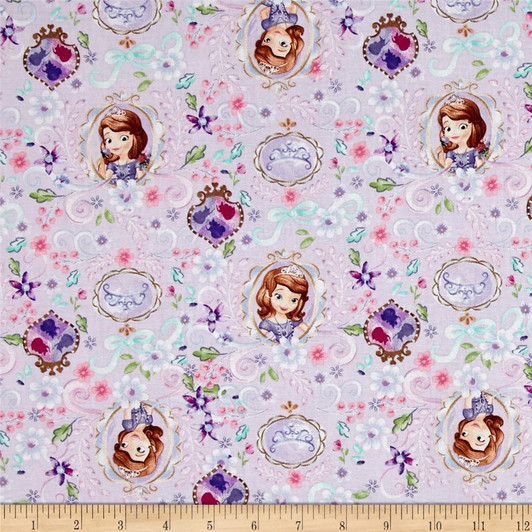 Disney Sofia the First Framed Multi Cotton Quilting Fabric 1/2 YARD Disney Sofia the First Framed Multi Cotton Quilting Fabric 1/2 YARD