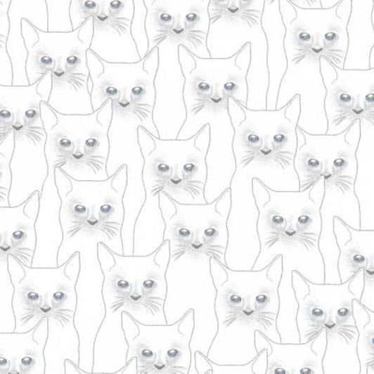 Cats Onyx Full Moon White Silver Metallic Outlines Cotton Quilting Fabric 1/2 YARD Cats Onyx Full Moon White Silver Metallic Outlines Cotton Quilting Fabric 1/2 YARD