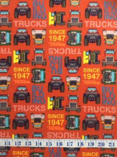 Tonka Trucks Red Tonka Blocks Cotton Quilting Fabric 1/2 YARD Tonka Trucks Red Tonka Blocks Cotton Quilting Fabric 1/2 YARD