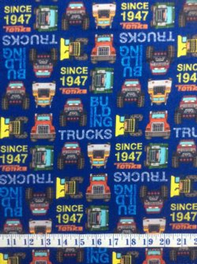Tonka Trucks Blue Tonka Blocks Cotton Quilting Fabric 1/2 YARD Tonka Trucks Blue Tonka Blocks Cotton Quilting Fabric 1/2 YARD
