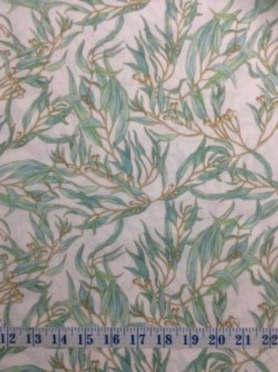 Gum Leaves Allover White Australian Gumtree Friends Cotton Quilting Fabric 1/2 YARD Gum Leaves Allover White Australian Gumtree Friends Cotton Quilting Fabric 1/2 YARD