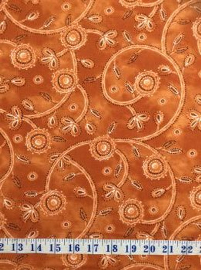 Bali Bazaar Bohemian Rhapsody Cinnamon Floral Cotton Quilting Fabric 1/2 YARD