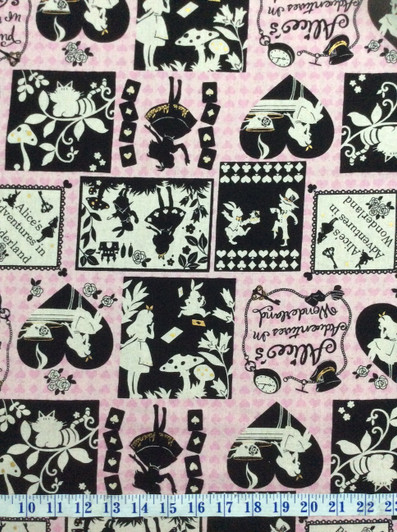 Girls Story Alice's Adventures in Wonderland Pink Gold Highlights Cotton/Linen Blend Fabric 1/2 YARD Girls Story Alice's Adventures in Wonderland Pink Gold Highlights Cotton/Linen Blend Fabric 1/2 YARD
