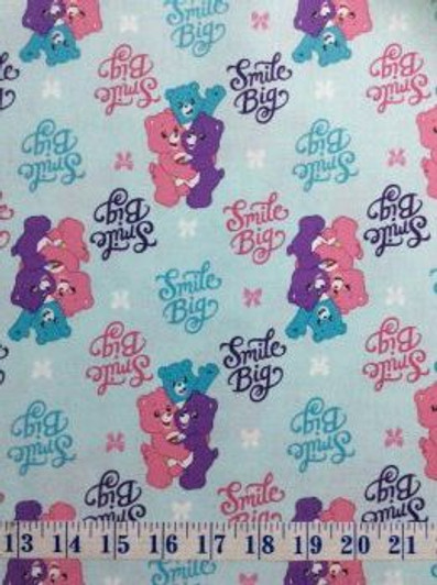 Care Bears Sparkle and Shine Smiles Blue Cotton Quilting Fabric 1/2 YARD Care Bears Sparkle and Shine Smiles Blue Cotton Quilting Fabric 1/2 YARD