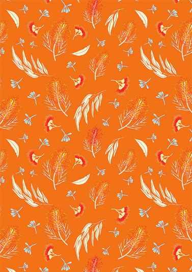 Australian Flowers Floral Grevillea Orange Background Cotton Quilting Fabric 1/2 YARD Australian Flowers Floral Grevillea Orange Background Cotton Quilting Fabric 1/2 YARD