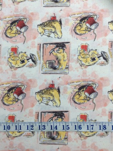 Paddington Bear Painting Pink Cotton Quilting Fabric 1/2 YARD Paddington Bear Painting Pink Cotton Quilting Fabric 1/2 YARD