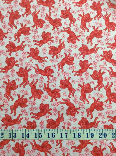 Hearts of Love Red Cupids Cotton Quilting Fabric 1/2 YARD Hearts of Love Red Cupids Cotton Quilting Fabric 1/2 YARD