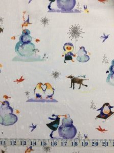 Winter Love Misty Grey Toile Cotton Quilting Fabric 1/2 YARD Winter Love Misty Grey Toile Cotton Quilting Fabric 1/2 YARD