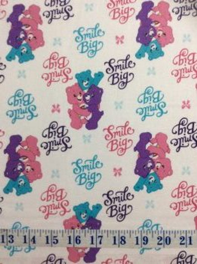 Care Bears Sparkle and Shine Smiles White Cotton Quilting Fabric 1/2 YARD Care Bears Sparkle and Shine Smiles White Cotton Quilting Fabric 1/2 YARD