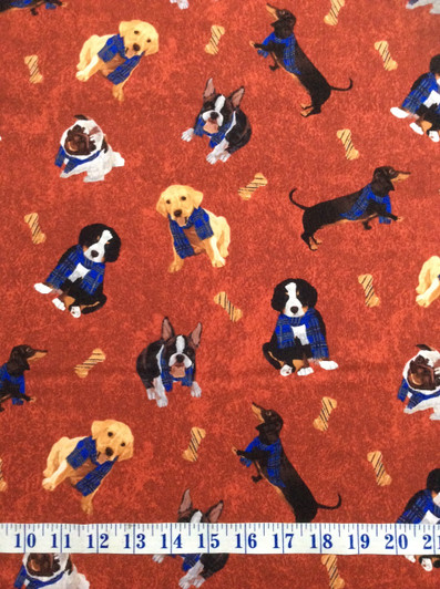 Ruff Life Dachshund Pug French Bulldog Red Background Cotton Quilting Fabric 1/2 YARD Ruff Life Dachshund Pug French Bulldog Red Background Cotton Quilting Fabric 1/2 YARD