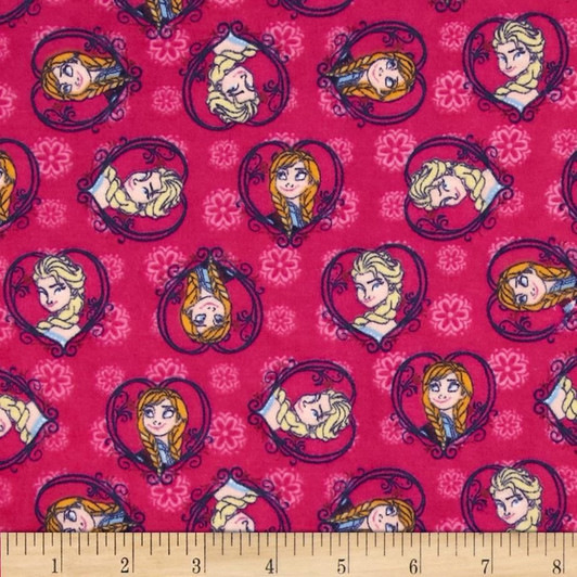Disney Frozen Sisters Set Heart Pink Cotton FLANNEL Quilting Fabric 1/2 YARD Disney Frozen Sisters Set Heart Pink Cotton FLANNEL Quilting Fabric 1/2 YARD