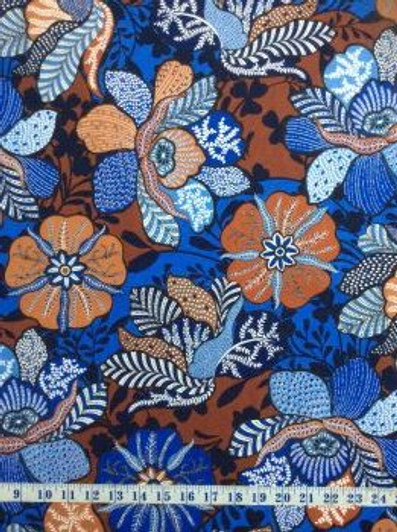 Bali Bazaar Indigo Floral Cotton Quilting Fabric 1/2 YARD Bali Bazaar Indigo Floral Cotton Quilting Fabric 1/2 YARD