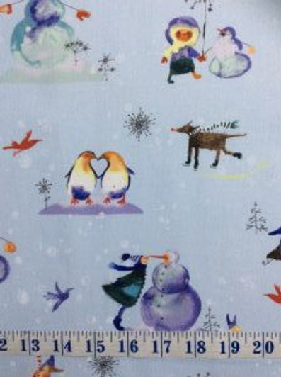 Winter Love Light Blue Grey Toile Cotton Quilting Fabric 1/2 YARD Winter Love Light Blue Grey Toile Cotton Quilting Fabric 1/2 YARD