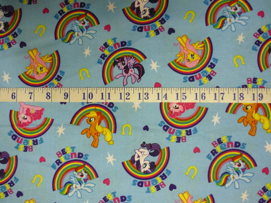 My Little Pony Best Friends Blue Cotton Quilting Fabric 1/2 YARD My Little Pony Best Friends Blue Cotton Quilting Fabric 1/2 YARD