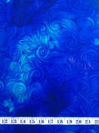 Blue Swirls Bright Awaken Digital Cotton Quilting Fabric 1/2 YARD Blue Swirls Bright Awaken Digital Cotton Quilting Fabric 1/2 YARD