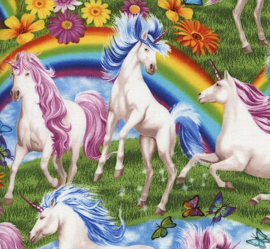 Unicorns and Rainbows Multi Timeless Treasures Cotton Quilting Fabric 1/2 YARD Unicorns and Rainbows Multi Timeless Treasures Cotton Quilting Fabric 1/2 YARD