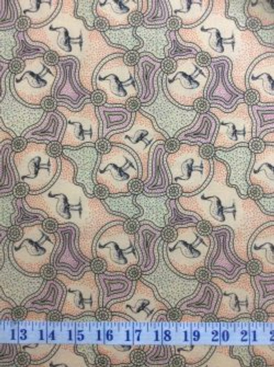 Australian Aboriginal Art Emu Dreaming Ecru Cotton Quilting Fabric 1/2 YARD Australian Aboriginal Art Emu Dreaming Ecru Cotton Quilting Fabric 1/2 YARD
