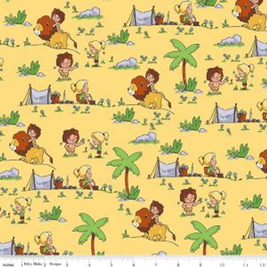 Tarzanimals Tarzan and Janes Camp Yellow Cotton Quilting Fabric 1/2 YARD Tarzanimals Tarzan and Janes Camp Yellow Cotton Quilting Fabric 1/2 YARD