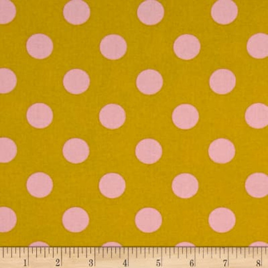 All Stars Pom Poms Marigold Polka Dot Tula Pink Cotton Quilting Fabric 1/2 YARD