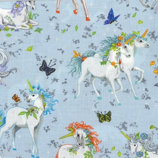 Unicorns Pretty Please Blue Cotton Quilting Fabric 1/2 YARD Unicorns Pretty Please Blue Cotton Quilting Fabric 1/2 YARD