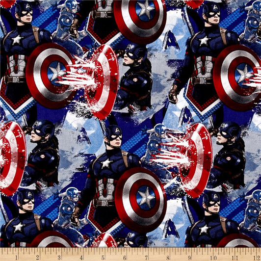 Captain America Power Blue Background Cotton Quilting Fabric Captain America Power Blue Background Cotton Quilting Fabric