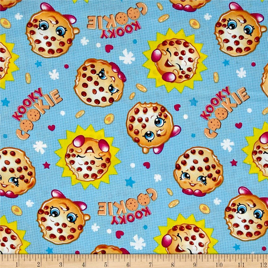 Shopkins Cookie with the Look Blue Background Cotton Quilting Fabric 1/2 YARD Shopkins Cookie with the Look Blue Background Cotton Quilting Fabric 1/2 YARD