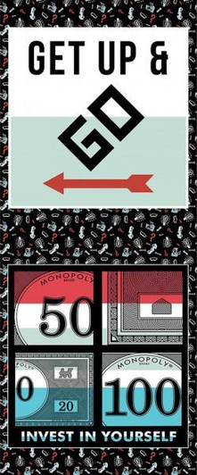 Hasbro Monopoly Invest Cotton Quilting Fabric Half Panel Hasbro Monopoly Invest Cotton Quilting Fabric Half Panel