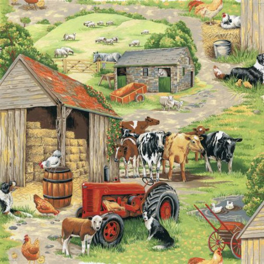 Farm Animals Cows Tractors Chickens Country Scene Cotton Quilting Fabric 1/2 YARD Farm Animals Cows Tractors Chickens Country Scene Cotton Quilting Fabric 1/2 YARD