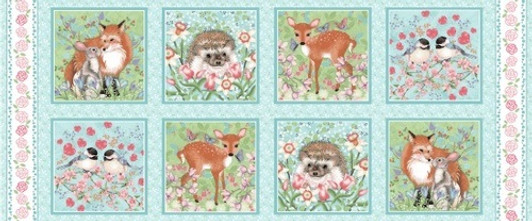 Forest Friends Deer Fox Rabbits Squirrels Blocks Cotton Quilting Fabric Panel Forest Friends Deer Fox Rabbits Squirrels Blocks Cotton Quilting Fabric Panel