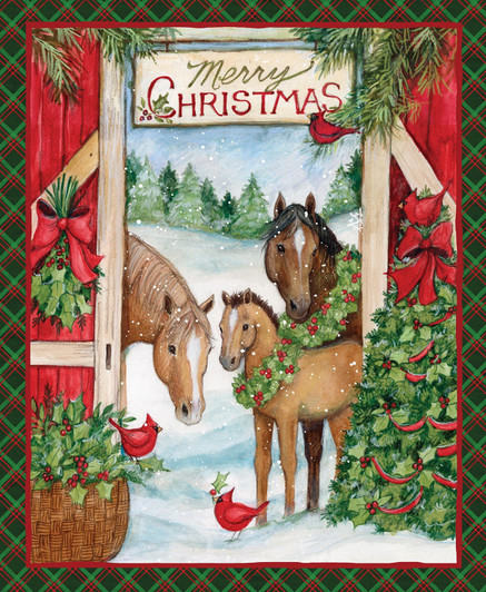 Three Horses Christmas Horses and Foal 77507D650715 Cotton Quilting Fabric Panel Three Horses Christmas Horses and Foal 77507D650715 Cotton Quilting Fabric Panel