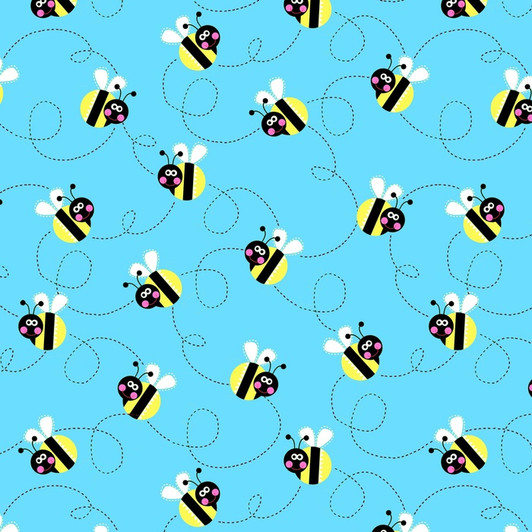 Sunshine Day Buzzing Bees Tossed Light Blue Cotton Quilting Fabric 1/2 YARD Sunshine Day Buzzing Bees Tossed Light Blue Cotton Quilting Fabric 1/2 YARD