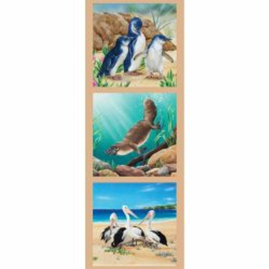 Australian Wildlife Art 2 Penguins Platypus Pelicans Cotton Quilting Fabric Small Panel Australian Wildlife Art 2 Penguins Platypus Pelicans Cotton Quilting Fabric Small Panel