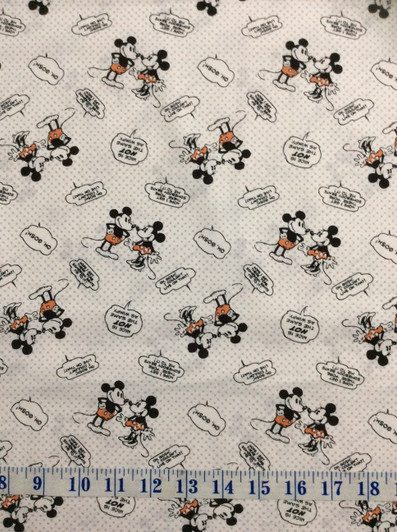 Disney Mickey and Minnie Vintage Nice Is Not The Same As Wimpy Multi Cotton Quilting Fabric 1/2 YARD