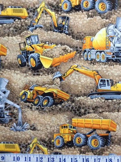 Trucks and Diggers Scenic Beige Cotton Quilting Fabric 1/2 YARD Trucks and Diggers Scenic Beige Cotton Quilting Fabric 1/2 YARD
