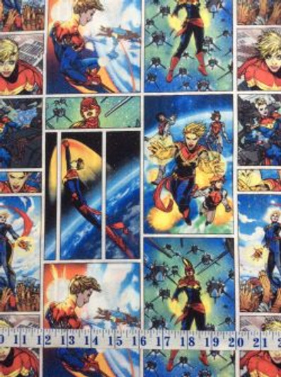 Marvel Superheroes Captain Marvel Patch Cotton Quilting Fabric 1/2 YARD Marvel Superheroes Captain Marvel Patch Cotton Quilting Fabric 1/2 YARD