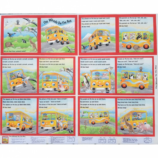 The Wheels on the Bus Cotton Quilting Fabric Panel The Wheels on the Bus Cotton Quilting Fabric Panel