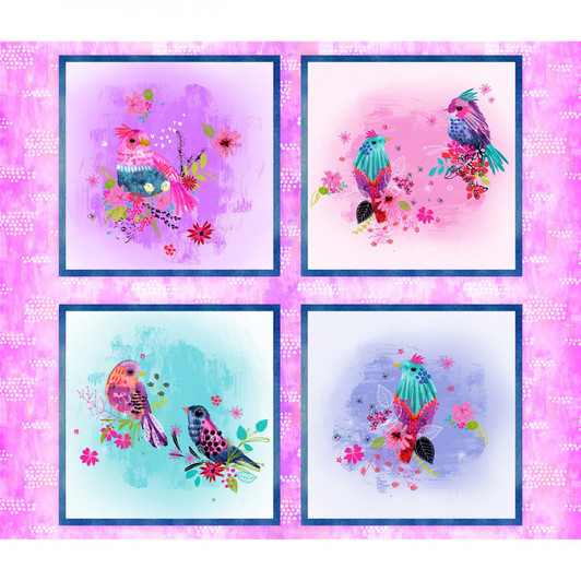 3 Wishes Bright Birds Collection Cotton Quilting Fabric Panel 3 Wishes Bright Birds Collection Cotton Quilting Fabric Panel