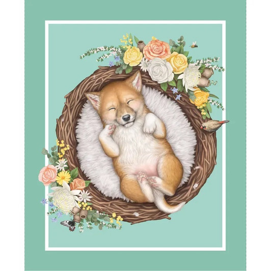 Australian Native Nursery Cot Tasmanian Devil Cotton Quilting Fabric Panel