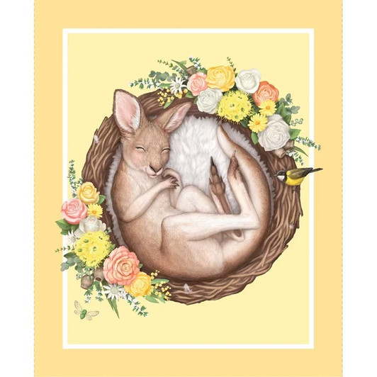 Australian Native Nursery Cot Tasmanian Devil Cotton Quilting Fabric Panel