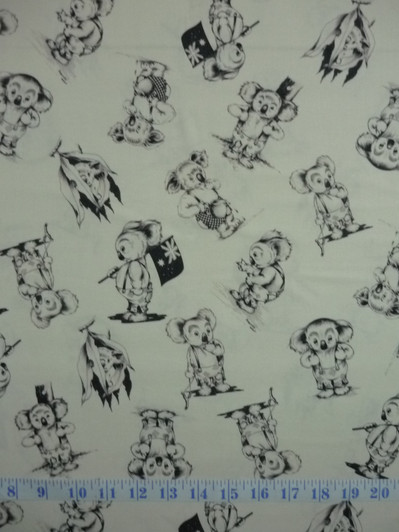 Australian Blinky Bill Koala with Aussie Flags DV3325 Cotton Quilting Fabric
