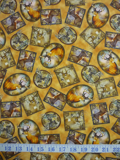 Deer Meadow Deer Patches Tossed Rust Cotton Quilting Fabric