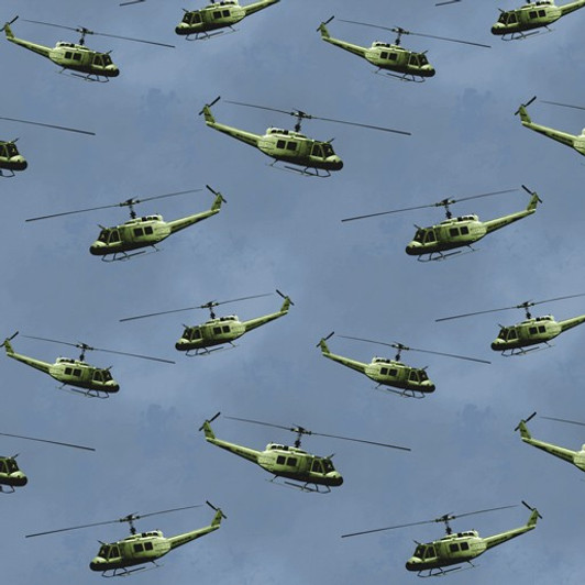 Remembering Vietnam War ANZACS Helicopters Blue Cotton Quilting Fabric Remembering Vietnam War ANZACS Helicopters Blue Cotton Quilting Fabric