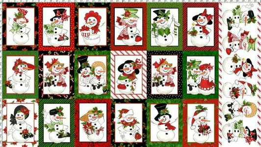 Christmas Snow Lady Snowman Cotton Quilting Fabric Panel Christmas Snow Lady Snowman Cotton Quilting Fabric Panel