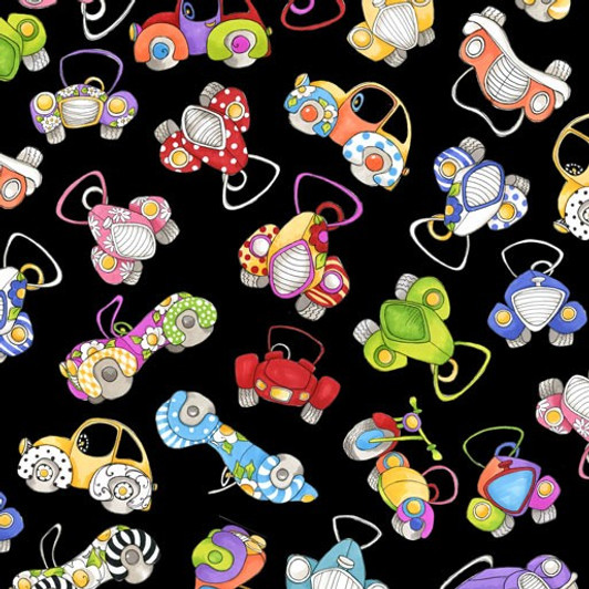 Go Doggie Car Toss Black by Loralie White Cotton Quilting Fabric Go Doggie Car Toss Black by Loralie White Cotton Quilting Fabric