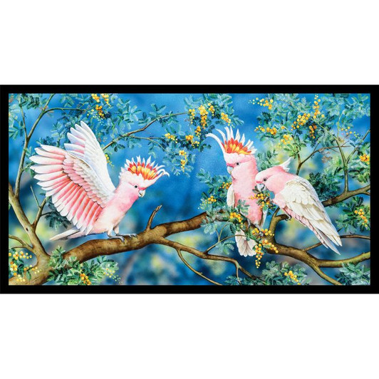 Australian Wildlife Art 4 Cockatoos Cotton Quilting Fabric Panel Australian Wildlife Art 4 Cockatoos Cotton Quilting Fabric Panel